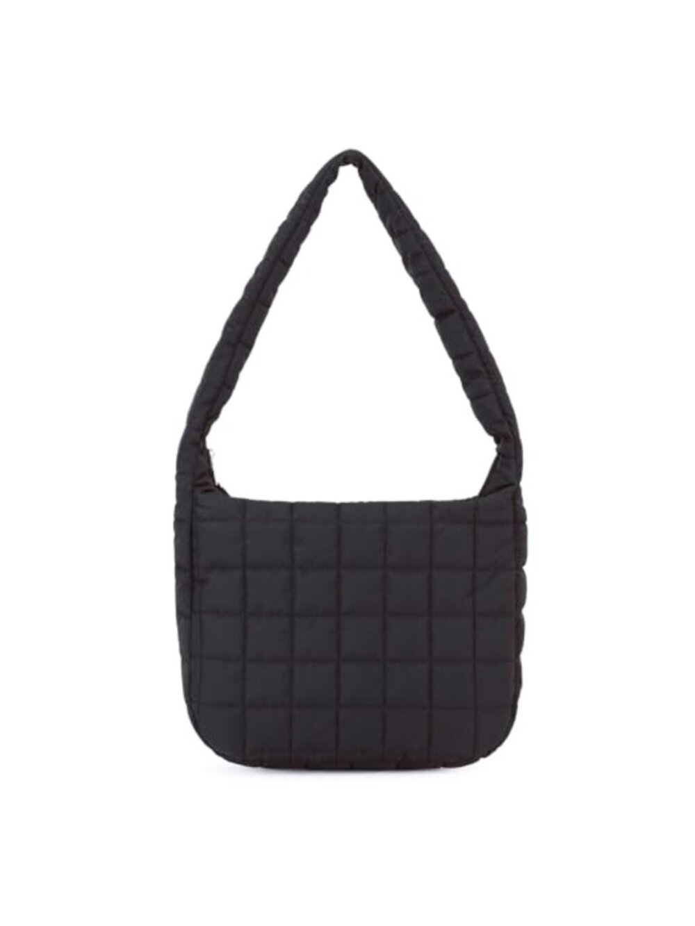 Quilted Puffer Tote Bag Lightweight Nylon Travel Handbag Zip Shoulder Bag